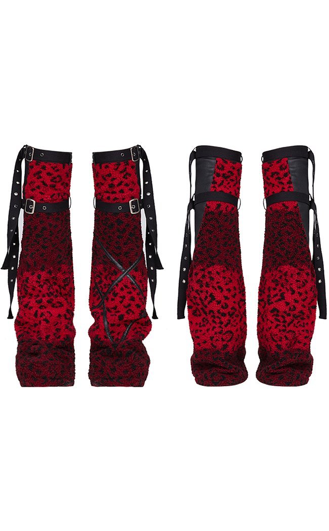 Cageless Legwarmers | Red Leopard-Punk Rave-Tragic Beautiful