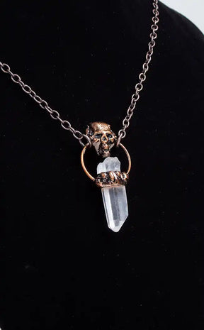 Calvaria Clear Quartz Skull Necklace-Gaia Regalia-Tragic Beautiful