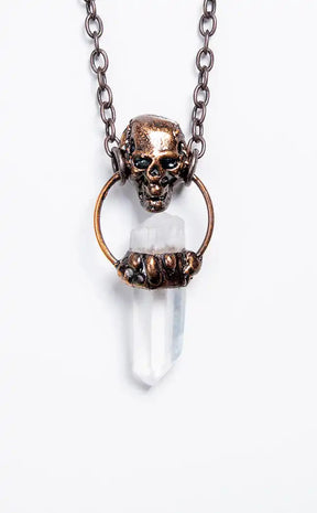 Calvaria Clear Quartz Skull Necklace-Gaia Regalia-Tragic Beautiful
