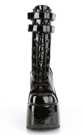 Camel-250 Black Patent Platform Boots-Demonia-Tragic Beautiful