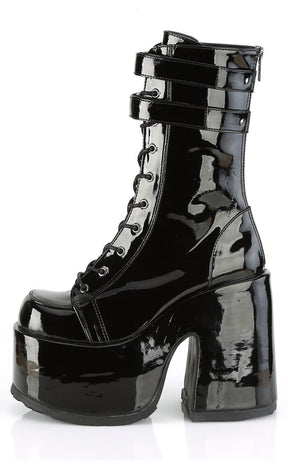 Camel-250 Black Patent Platform Boots-Demonia-Tragic Beautiful