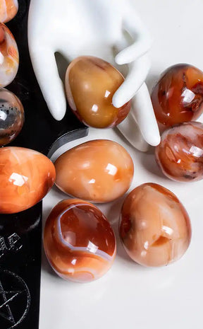 Carnelian Eggs with Stands-Crystals-Tragic Beautiful