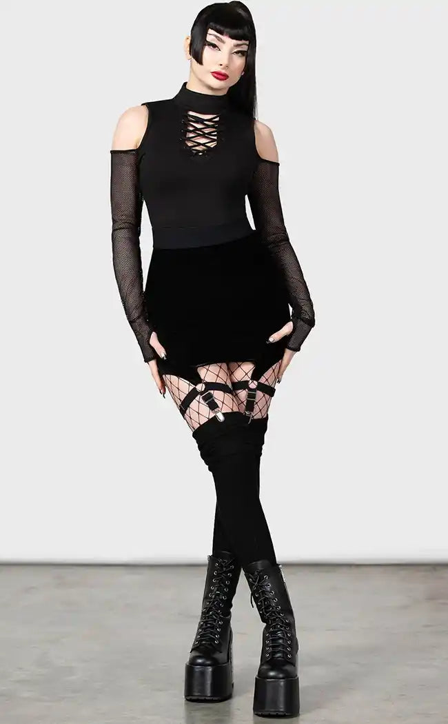 Cassandra Velvet Mini Skirt-Killstar-Tragic Beautiful