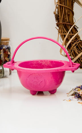 Cast Iron Cauldron | Pink Pentacle-Cauldrons-Tragic Beautiful