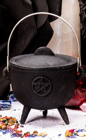 Cast Iron Pentacle Cauldron-Cauldrons-Tragic Beautiful