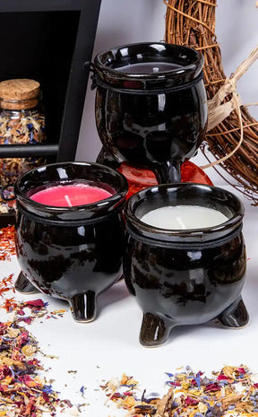 Cauldron Candle | White | Sandalwood-Gothic Gifts-Tragic Beautiful