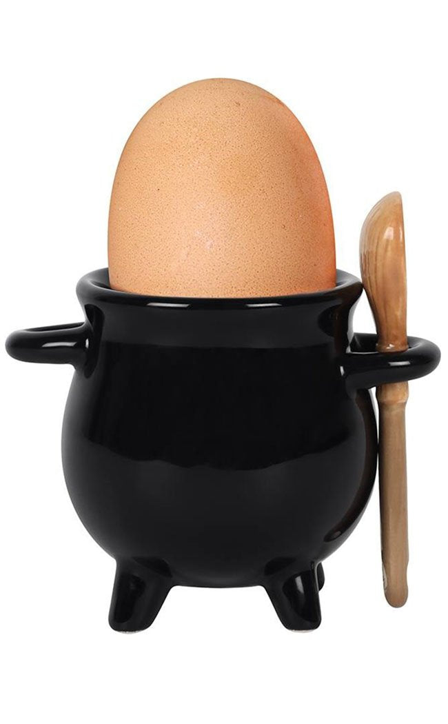 Cauldron Egg Cup with Broom Spoon-Homewares-Tragic Beautiful