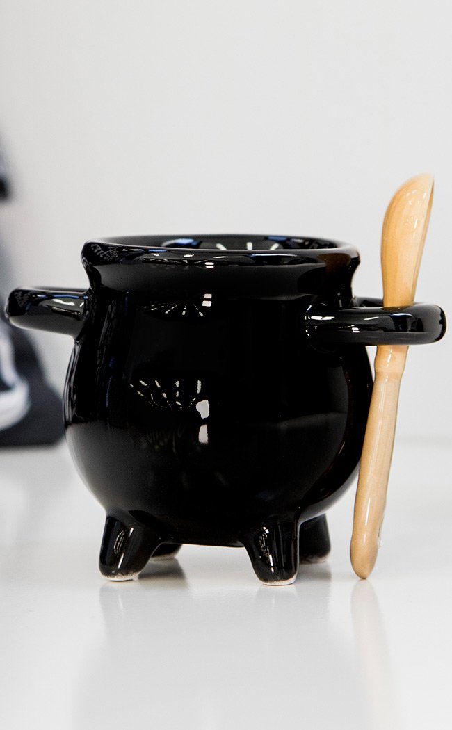 Cauldron Egg Cup with Broom Spoon-Homewares-Tragic Beautiful