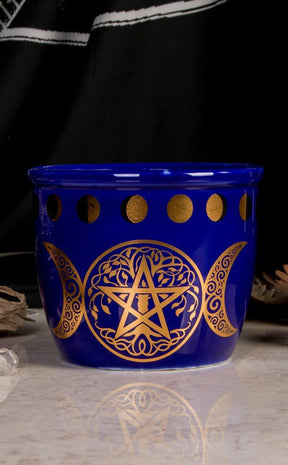 Ceramic Pentacle Smudge Bowl-Cauldrons-Tragic Beautiful