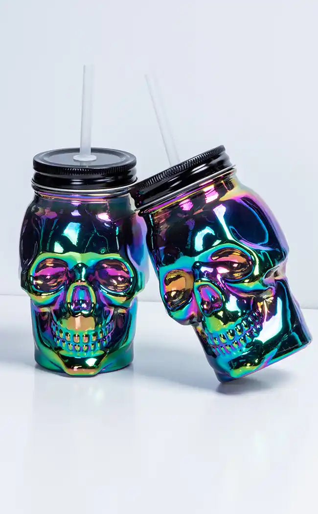 Chromeo Skull Sipper Set of Two Glasses-The Haunted Mansion-Tragic Beautiful