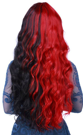 Classic Wavy Long Black/Red Wig-Rockstar Wigs-Tragic Beautiful