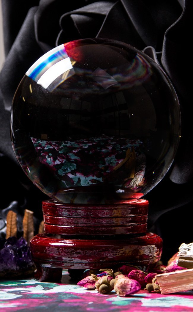 Crystal Ball with Wooden Stand-Homewares-Tragic Beautiful