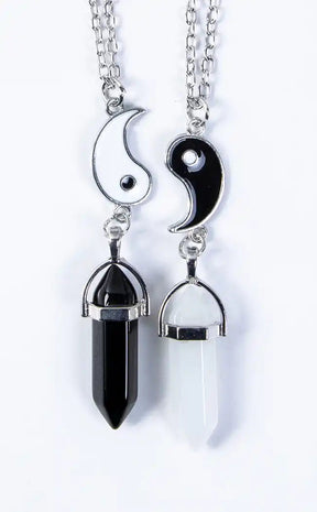 Crystal Yin Yang Friendship Necklace Set of Two-Gothic Jewellery-Tragic Beautiful