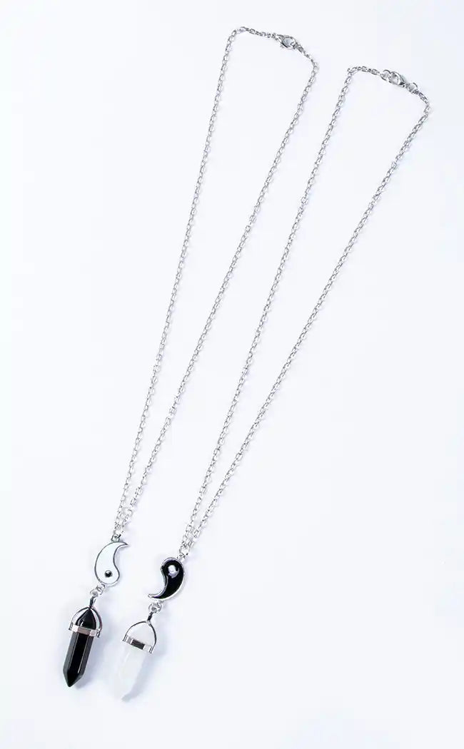 Crystal Yin Yang Friendship Necklace Set of Two-Gothic Jewellery-Tragic Beautiful