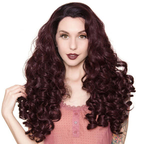 Curly Dark Roots Black Rose Lace Front Wig-Rockstar Wigs-Tragic Beautiful