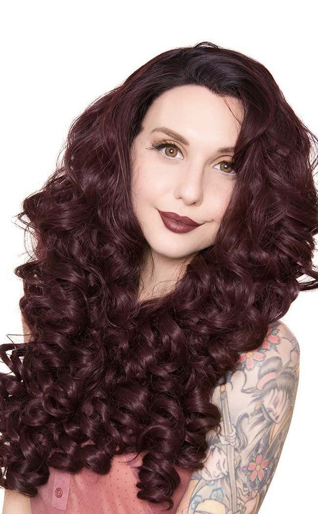 Curly Dark Roots Black Rose Lace Front Wig-Rockstar Wigs-Tragic Beautiful