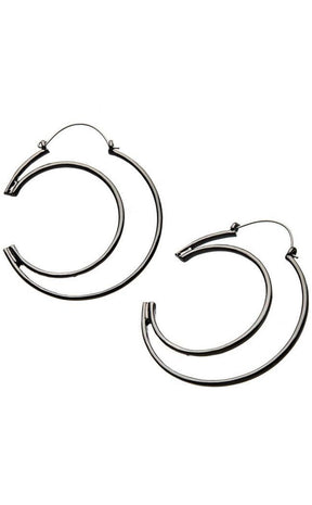 Cutout Moon Plug Hoops | Earrings-TB-Tragic Beautiful
