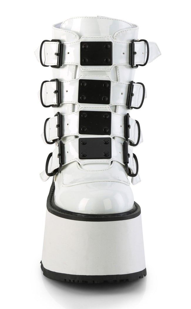 DAMNED-105 White Holo Flatform Ankle Boots-Demonia-Tragic Beautiful