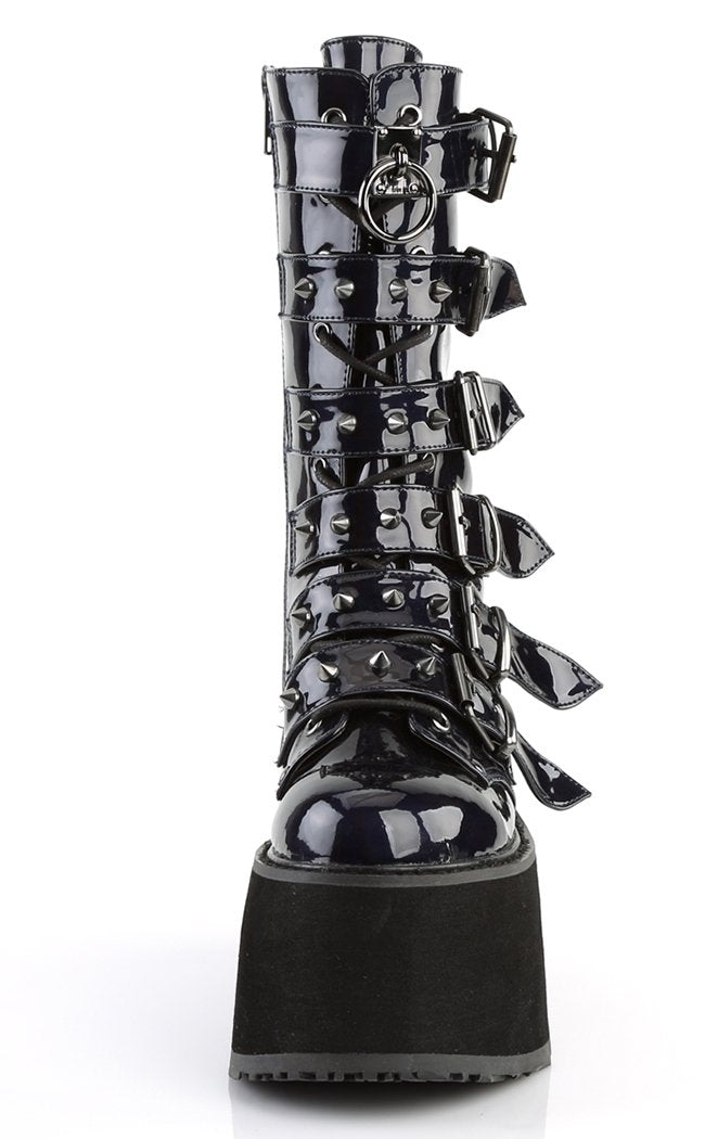DAMNED-225 Black Hologram Vegan Leather Boots-Demonia-Tragic Beautiful