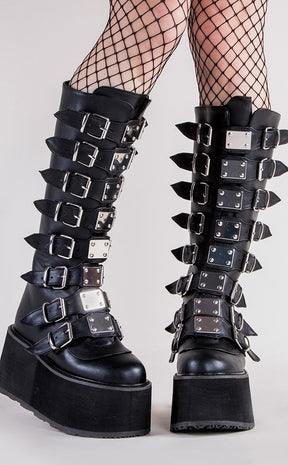 DAMNED-318 Black Vegan Leather Boots (AU Stock)-Demonia-Tragic Beautiful