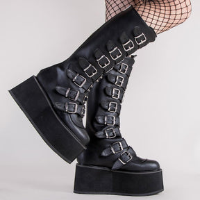 DAMNED-318 Black Vegan Leather Boots (AU Stock)-Demonia-Tragic Beautiful