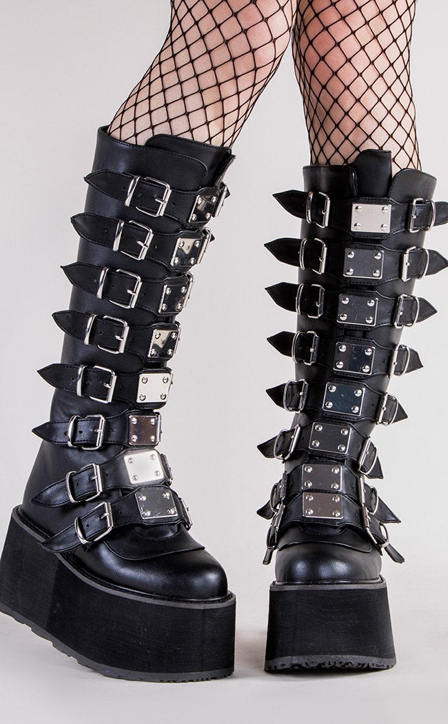 DAMNED-318 Black Vegan Leather Boots-Demonia-Tragic Beautiful