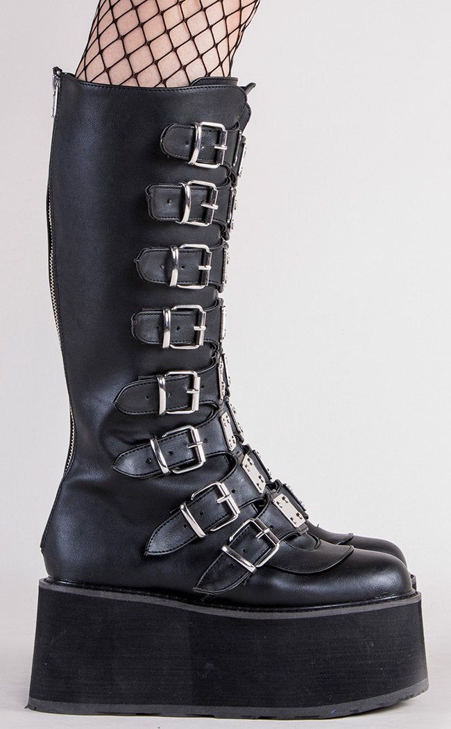 DAMNED-318 Black Vegan Leather Boots-Demonia-Tragic Beautiful