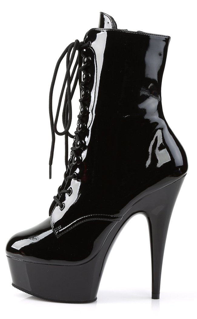DELIGHT-1020 Black Patent Ankle Boots-Pleaser-Tragic Beautiful