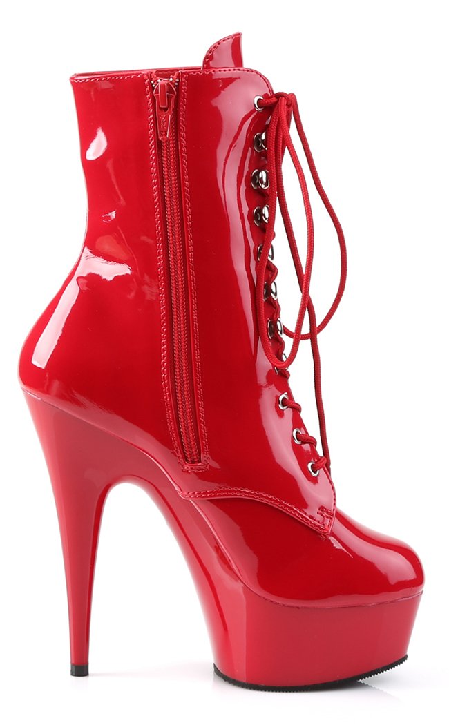 DELIGHT-1020 Red Patent Ankle Boots-Pleaser-Tragic Beautiful