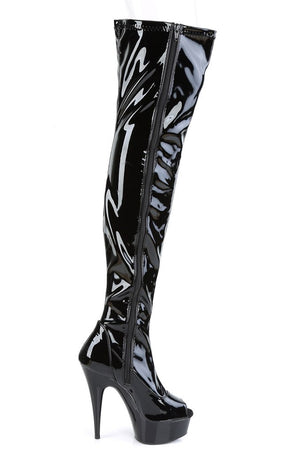 DELIGHT-3011 Black Patent Thigh High Boots-Pleaser-Tragic Beautiful