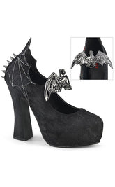 DEMON-18 Black Lace Bat Countess Heels-Demonia-Tragic Beautiful