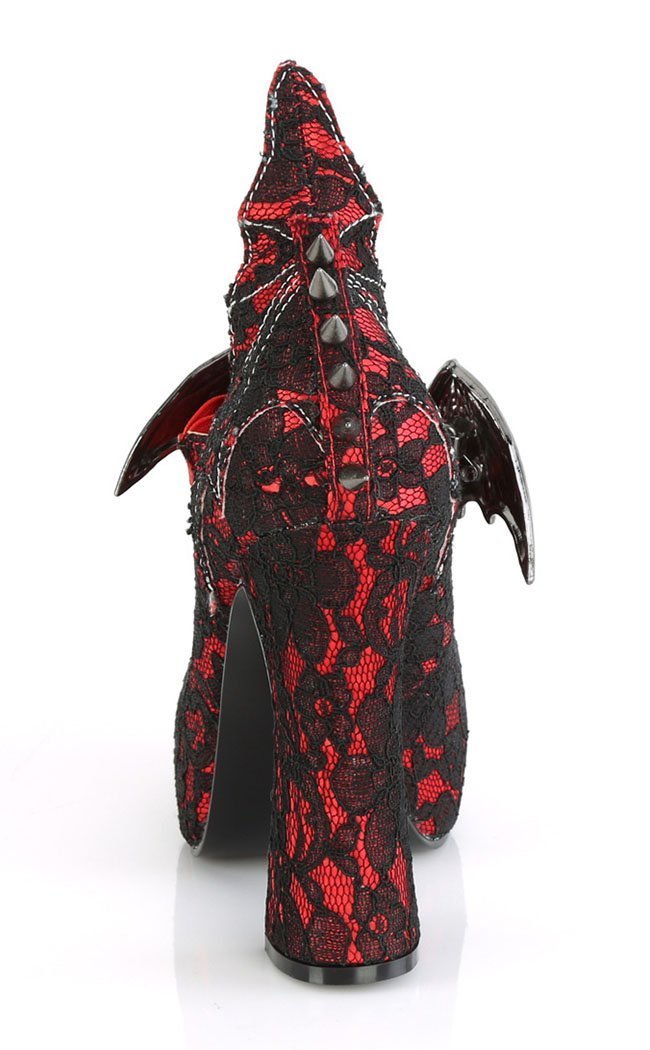 DEMON-18 Red Lace Bat Countess Heels-Demonia-Tragic Beautiful
