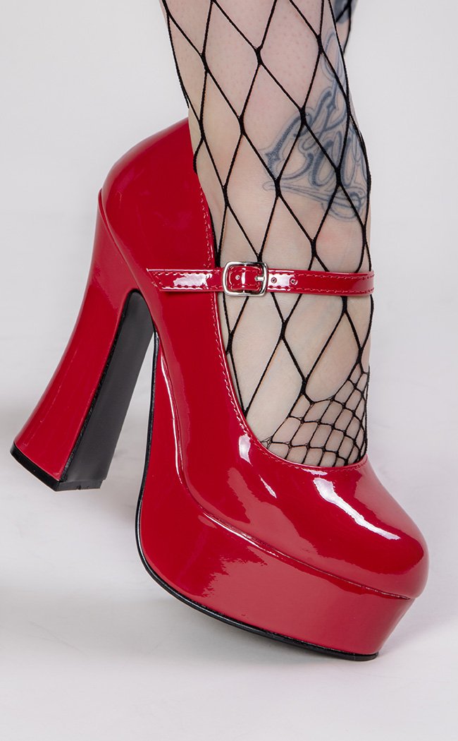 DOLLY-50 Red Patent Mary Jane Heels-Demonia-Tragic Beautiful