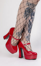 DOLLY-50 Red Patent Mary Jane Heels-Demonia-Tragic Beautiful