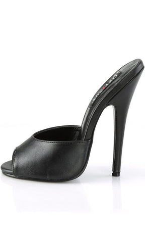 DOMINA-101 Black Faux Leather Peeptoe Heels-Devious-Tragic Beautiful