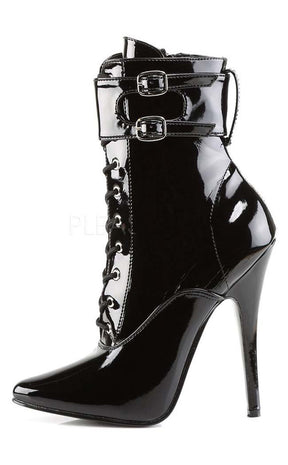 DOMINA-1023 Black Patent Ankle Boot-Devious-Tragic Beautiful