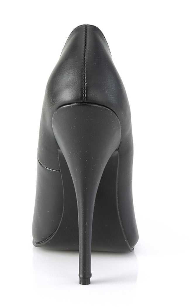 DOMINA-420 Black Faux Leather Heels-Devious-Tragic Beautiful