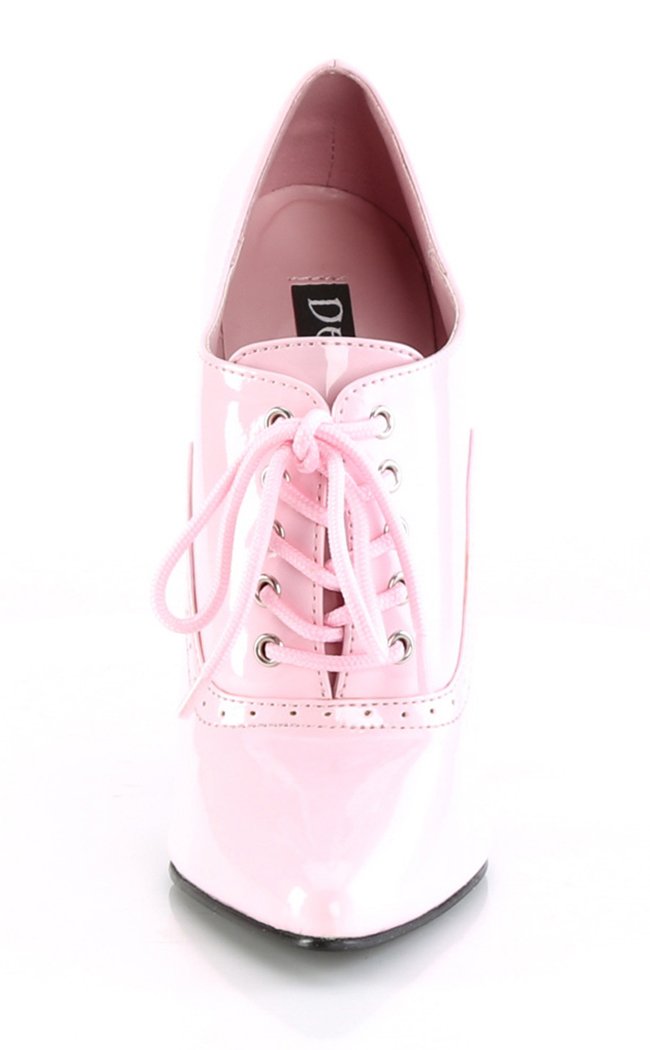 DOMINA-460 Baby Pink Patent Lace-Up Heel-Devious-Tragic Beautiful