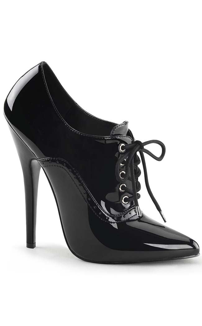 DOMINA-460 Black Patent Lace-Up Heel-Devious-Tragic Beautiful