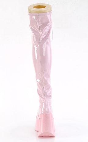 DYNAMITE-300 Baby Pink Patent Thigh High Boots-Demonia-Tragic Beautiful