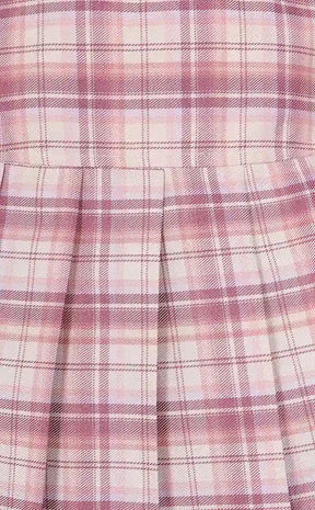Darkdoll Tartan Mini Skirt | Pink and White-Banned Apparel-Tragic Beautiful