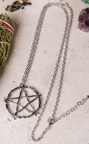 Darksong Pentagram Necklace | Silver-Cold Black Heart-Tragic Beautiful