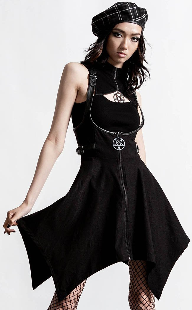 Dazed & Confused Suspender Skirt | Black-Killstar-Tragic Beautiful