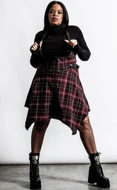 Dazed & Confused Suspender Skirt | Blood Tartan-Killstar-Tragic Beautiful