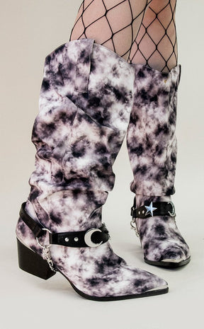 Death Proof Black Tie Dye Boots-Y.R.U-Tragic Beautiful