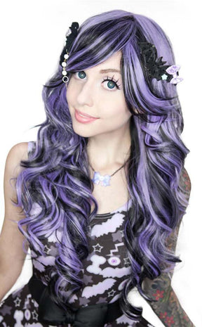 Duplicity Wig Creepie Cutie Lavender Black Wig-Rockstar Wigs-Tragic Beautiful