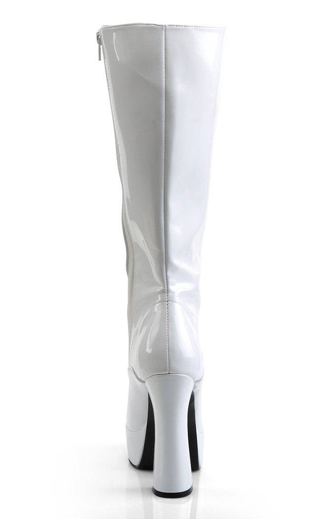 ELECTRA-2020 White Patent Knee High Boots-Pleaser-Tragic Beautiful