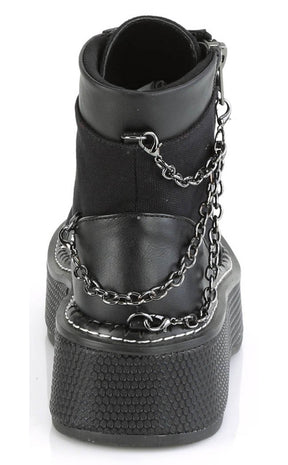 EMILY-114 Black Chain Canvas Boots-Demonia-Tragic Beautiful