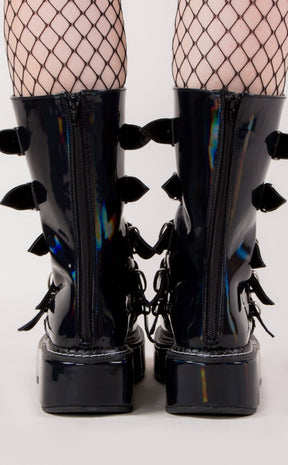 EMILY-330 Black Holographic Boots-Demonia-Tragic Beautiful