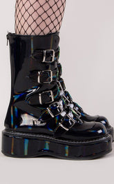 EMILY-330 Black Holographic Boots-Demonia-Tragic Beautiful